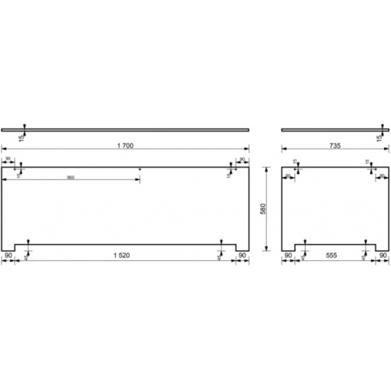 Экран для ванны фронтальный ЭСТЕТ Честер 170