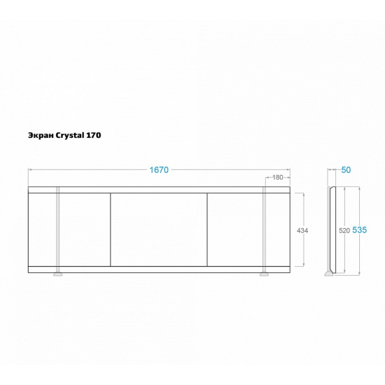Экран для ванны фронтальный МДФ ALAVANN Crystal 170 купе белый