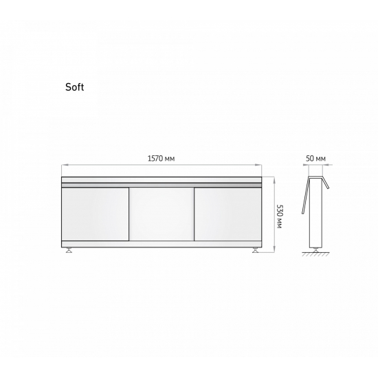 Экран для ванны фронтальный МДФ ALAVANN SOFT 160 откидной белый