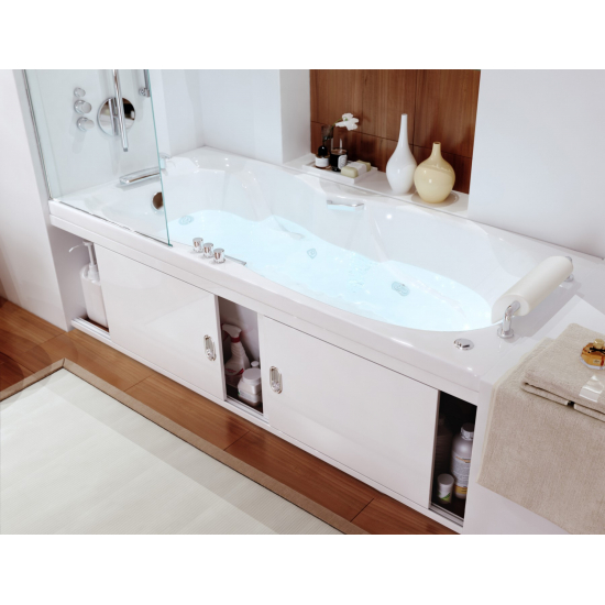 Экран для ванны фронтальный МДФ ALAVANN Still 160 купе каркас из алюминия белый