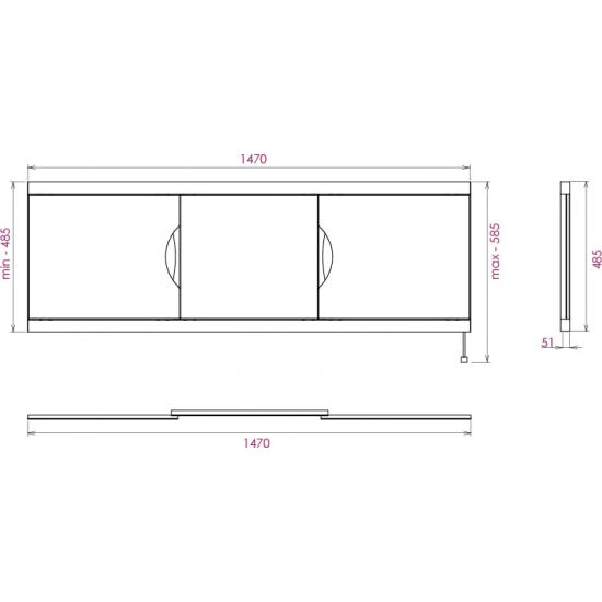 Экран для ванны фронтальный МДФ ONIKA Лагуна Эконом 150 белый