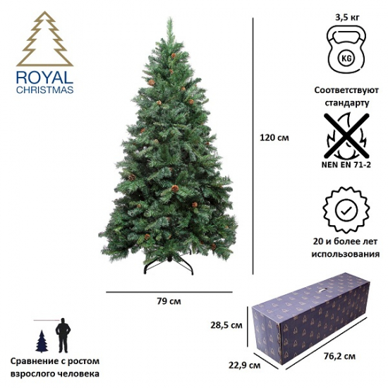 Ёлка искусственная Royal Christmas Detroit Premium PVC - 120 см