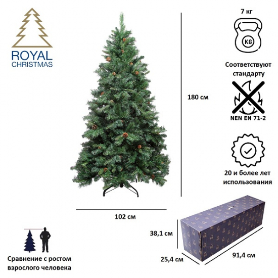 Ёлка искусственная Royal Christmas Detroit Premium PVC - 180 см