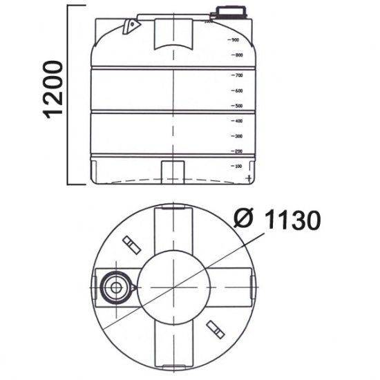 Ёмкость AНИОН 1001аВК объем 1000 литров синяя