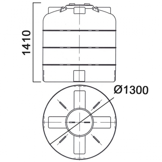 Ёмкость AНИОН 1500ВФК2 объем 1500 литров с дыхательным клапаном синяя