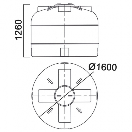 Ёмкость AНИОН 2002ВФК2 объем 2000 литров с дыхательным клапаном синяя