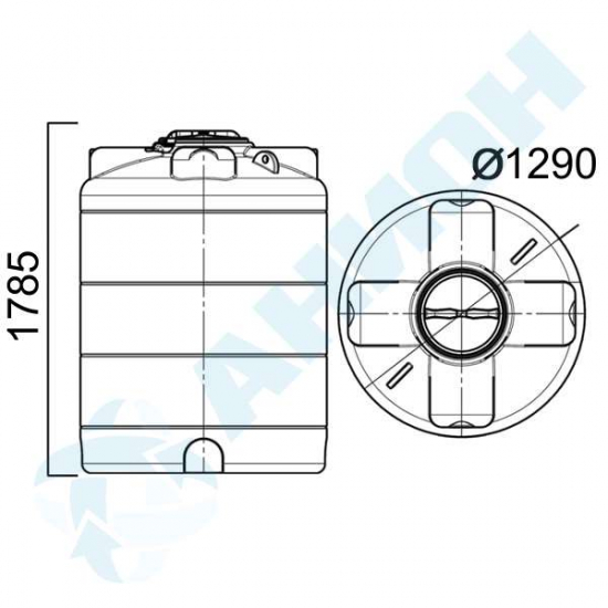 Ёмкость AНИОН 2003ВФК2 объем 2000 литров с дыхательным клапаном синяя