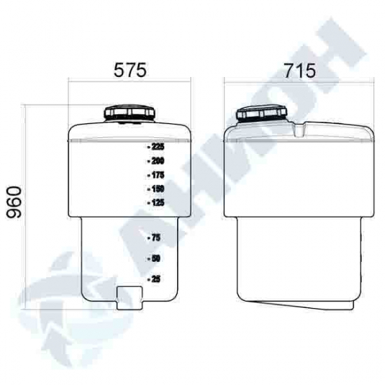 Ёмкость AНИОН 260ЕК объем 260 литров жёлтая
