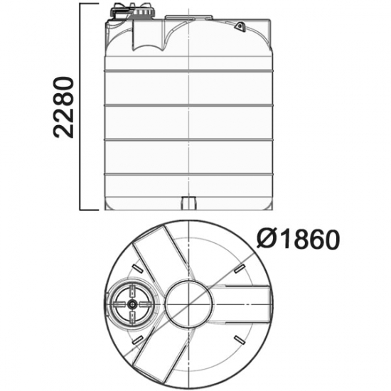 Ёмкость AНИОН 5000КАС_ВРК2 объем 5100 литров жёлтая