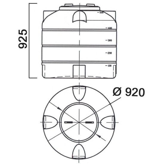 Ёмкость АНИОН 500ВФК2 объем 500 литров с дыхательным клапаном синяя