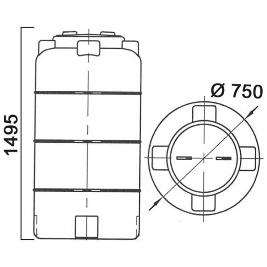 Ёмкость АНИОН 560ВФК2 объем 560 литров с дыхательным клапаном синяя