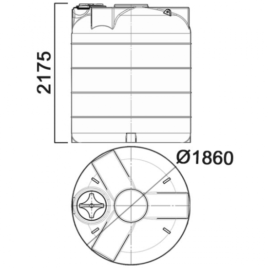 Ёмкость AНИОН А_5000ВФК2 объем 5100 литров с дыхательным клапаном синяя