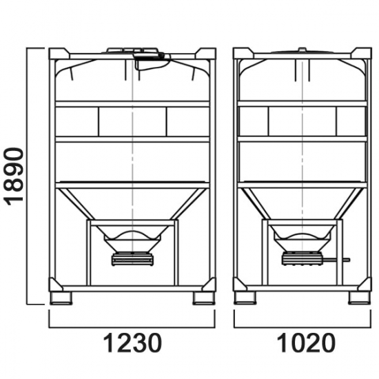 Ёмкость AНИОН КМГ1100МШК объем 1100 л. с шибер заслонкой