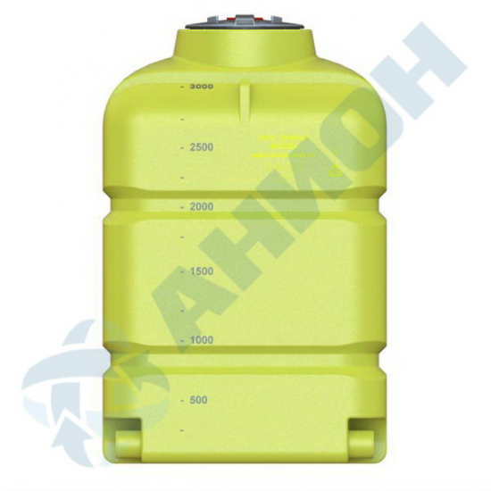 Ёмкость AНИОН МП3000ФК3_2П100 объем 3300 литров с поплавковым клапаном, с сливными патрубками жёлтая