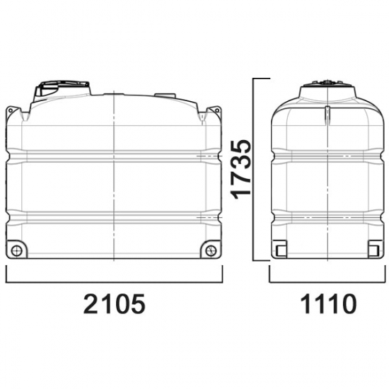 Ёмкость AНИОН МП3000ФК3_2П100 объем 3300 литров с поплавковым клапаном, с сливными патрубками жёлтая