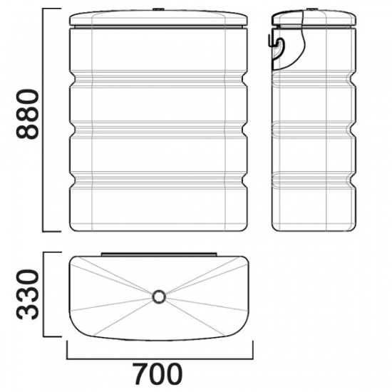 Ёмкость AНИОН НБ150Н объем 150 литров навесная прямоугольная, с кронштейном синяя