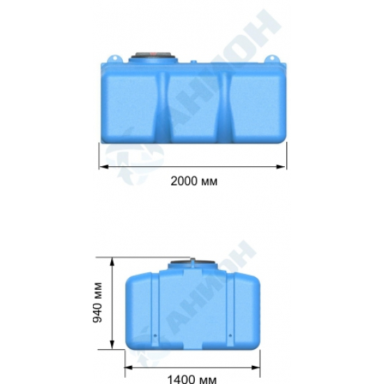Ёмкость AНИОН П2000ФК2 объем 2000 литров с дыхательным клапаном синяя