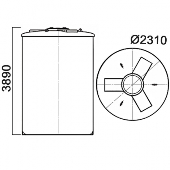 Ёмкость AНИОН SB17_1ВФК2 объем 14500 литров с дыхательным клапаном синяя