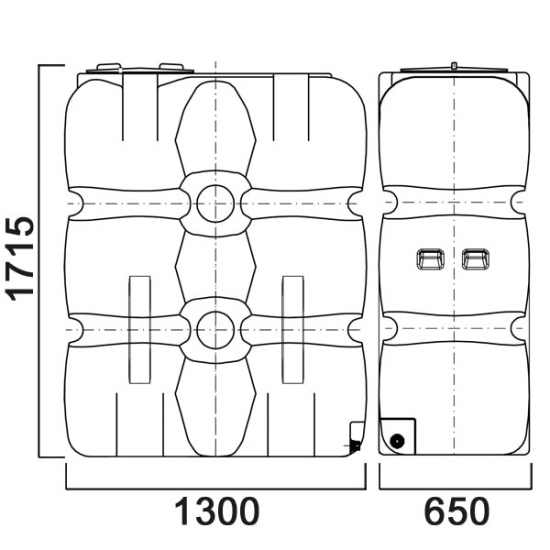 Ёмкость AНИОН Т1000ФК2З объем 1000 литров с дыхательным клапаном и сливом синяя