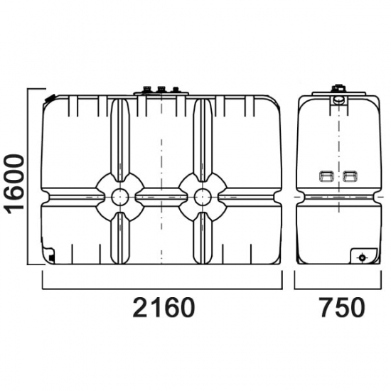 Ёмкость AНИОН Т2000КЗ объем 2000 литров для дизельного топлива, со сливом