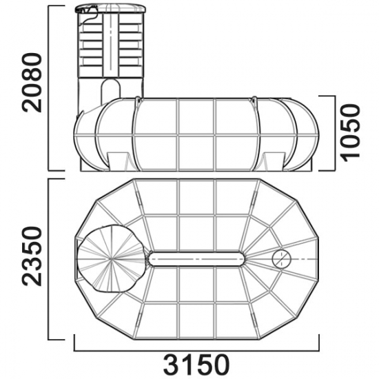 Ёмкость AНИОН U4500_СК_К590 объем 4500 л. для поземного хранения жидкостей, с увеличенной высотой