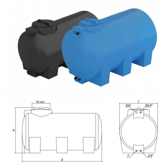 Ёмкость AQUATECH  ATH1000 объем 1000 литров чёрная