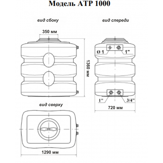 Ёмкость AQUATECH ATP-1000 объем 1000 литров синяя 