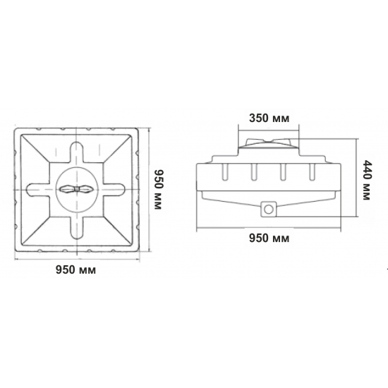 Ёмкость для душа AQUATECH 950x950x440  объем 240 литров чёрная