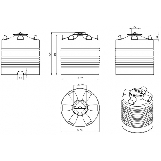 Ёмкость ЭкоПром ЭВЛ500 объем 500 литров с дыхательным клапаном синяя