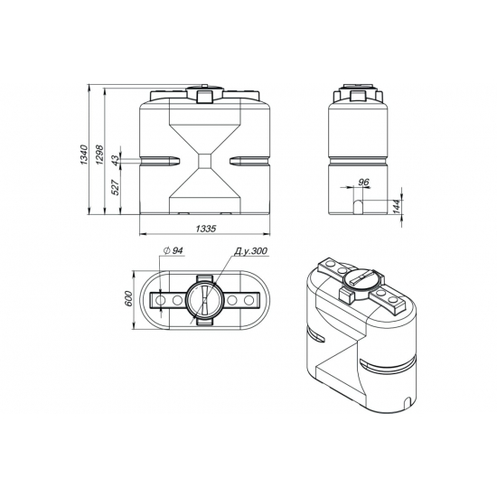 Ёмкость ЭкоПром S750 объем 750 литров с дыхательным клапаном синяя