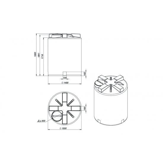 Ёмкость ЭкоПром T3000 объем 3000 литров с дыхательным клапаном синяя