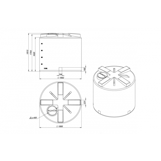 Ёмкость ЭкоПром TH5000 объем 5000 литров c дыхательным клапаном синяя