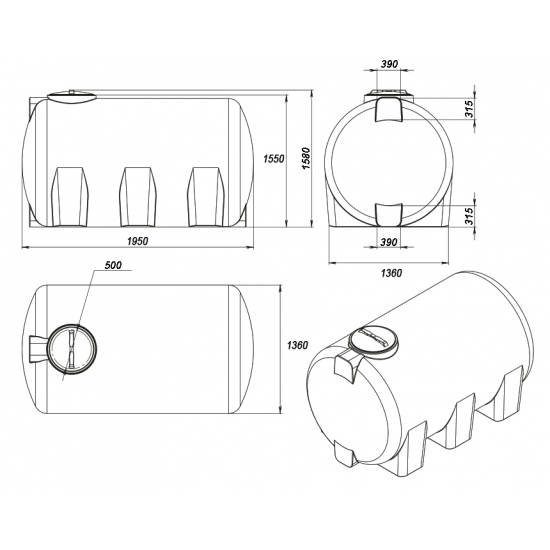 Ёмкость STERH Gor 3000 blue 531348 объем 3000 литров синяя