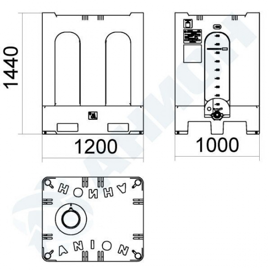 Еврокуб AНИОН КСГМГ1000НН_СК_2 объем 1000 литров в жёстком пластиковом кожухе, со сливом белый