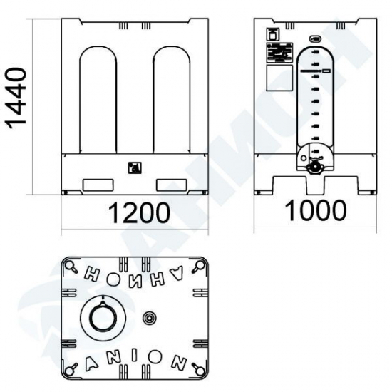 Еврокуб AНИОН КСГМГ1000НН_СК_ДК_2 объем 1000 литров в жёстком пластиковом кожухе, со сливом белый