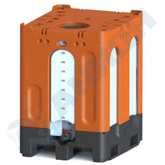 Еврокуб AНИОН КСГМГ1000НН_СК_ПК_2 объем 1000 литров в жёстком пластиковом кожухе, со сливом белый