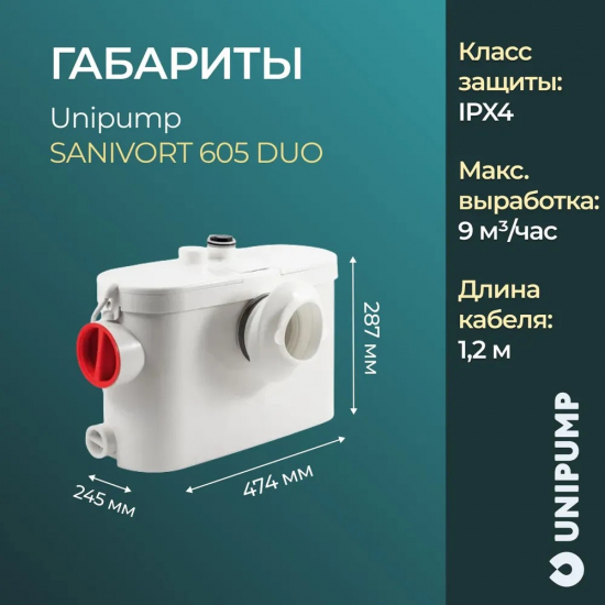 Канализационный насос UNIPUMP SANIVORT 605 DUO