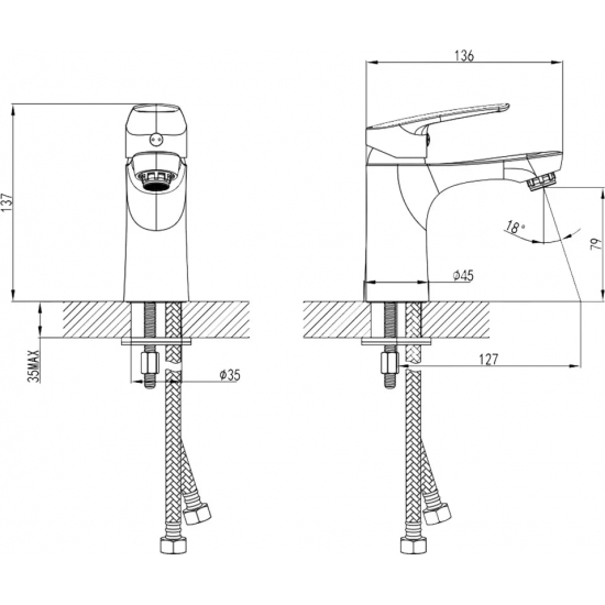 Смеситель для раковины MILARDO Horizont HORSB00M01 хром