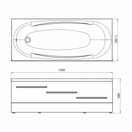Акриловая ванна NOVA Easy 150x70