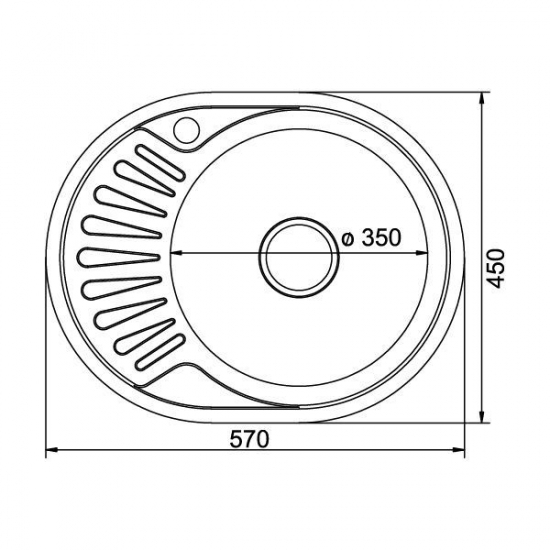 Мойка для кухни MIXLINE 570х450x0,6 мм правая, нержавеющая сталь