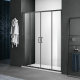 Душевая дверь в нишу SANTREK AQUA Lea-DF-1500-C-Matt Black 150x185 стекло прозрачное, профиль чёрный
