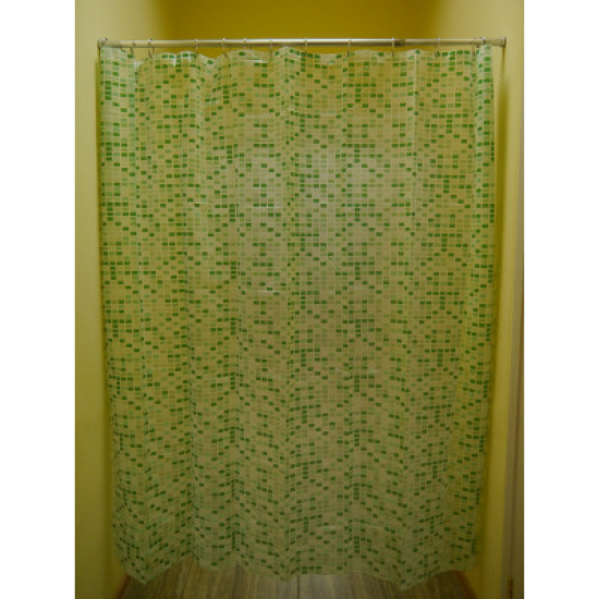 Штора для ванной ZALEL YE-4200C PEVA эконом 180x180 зеленая с кольцами
