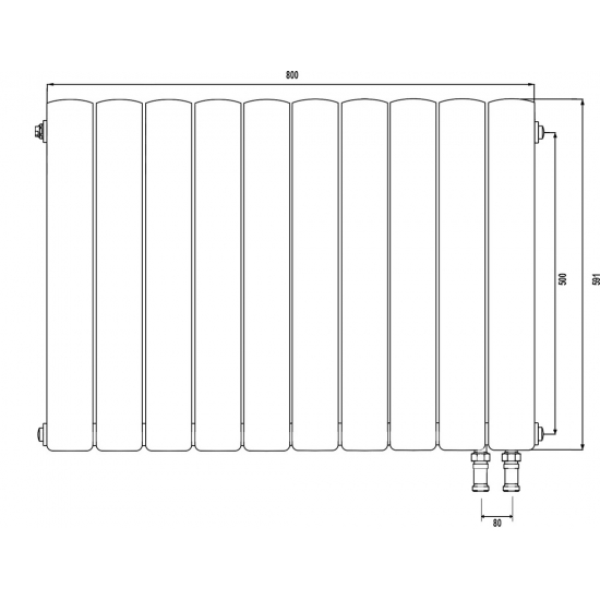 Радиатор биметаллический ROYAL THERMO Piano Forte 500 bianco traffico VDR80 10 секций, белый