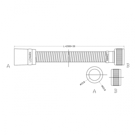 Шланг для душа LEMARK LE8045P ПВХ, длина 200 см