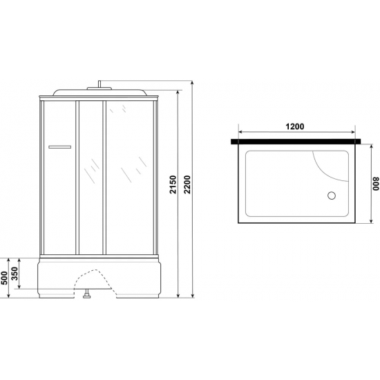 Душевая кабина NIAGARA Ultra NG-307-01R 120х80, с высоким поддоном