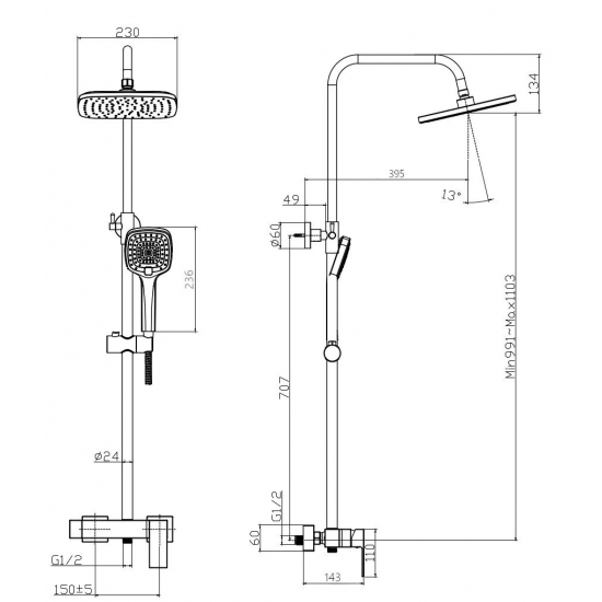 Душевая стойка RUSH Thira TR3635-40