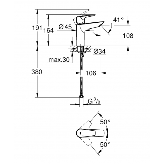 Смеситель для раковины GROHE BauEdge 23904001