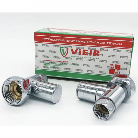 Вентиль запорный для полотенцесушителя VIEIR VR2035 1"х1/2" г-г угловой, ручка колпачек