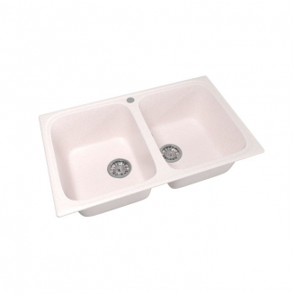 Мойка для кухни керамогранит MIXLINE GM23 двухчашевая светло-розовая 311 495*775*200мм