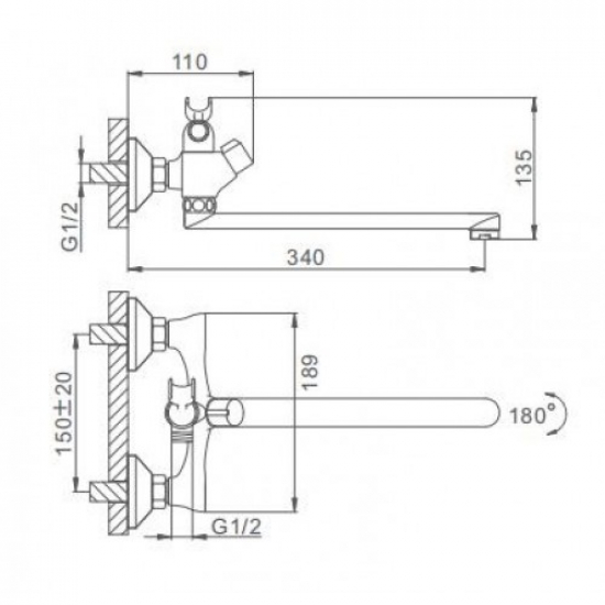 Смеситель для ванны FRAP F22731-B